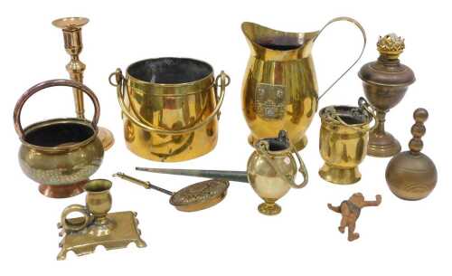 Various brassware, early 20thC and others, bowl marked BCK Elisabeth Ville 1945, 14cm high,...