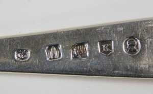A set of four George III Scottish silver tablespoons, Old English pattern initialled W, John... - 2