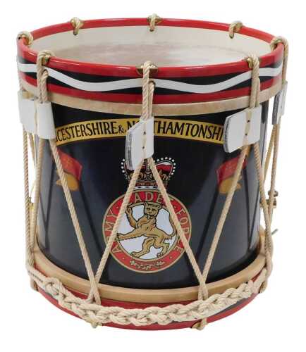 A 20thC large Potter & Co ceremonial drum, marked Leicestershire and Northamptonshire Army Cadet...