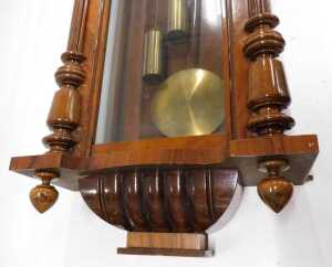 A late 19thC walnut cased Vienna wall clock, the 20cm diameter Roman numeric dial with fancy... - 3