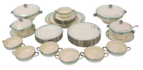 A 1950s Spodes Royal Jasmine pattern part dinner service, to include a pair of lidded tureens,...