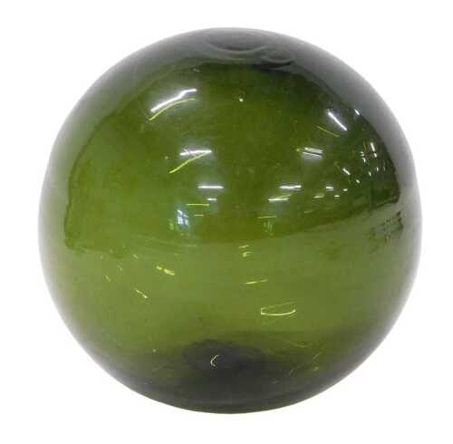 A Victorian green glass witch ball, 23cm diameter.
