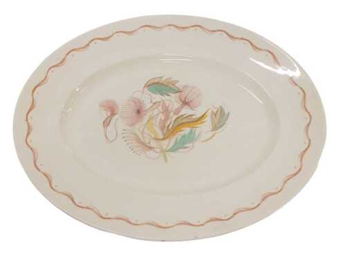 A Susie Cooper Sea Anemone pattern meat platter, of oval form, 41cm wide.