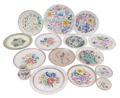 Various Poole pottery, charger, 28cm diameter, Do Not Use In The Kitchen fish plate, possibly a...