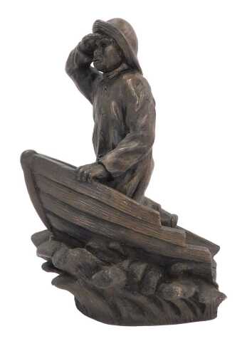A limited edition figure of an RNLI lifeboat man, on rough waters, limited edition number 10/600,...