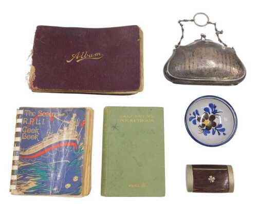 Various ephemera and collectables, an early album containing a quantity of ditties, some dated...