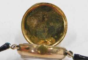 A 9ct gold cased wristwatch head, with a silvered Roman numeric dial, seconds dial and blue... - 5