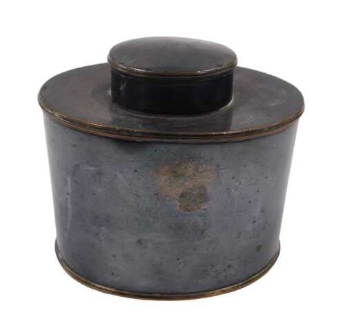 A 19thC Old Sheffield plate tea caddy, of plain oval form, with removable lid, 9cm high.