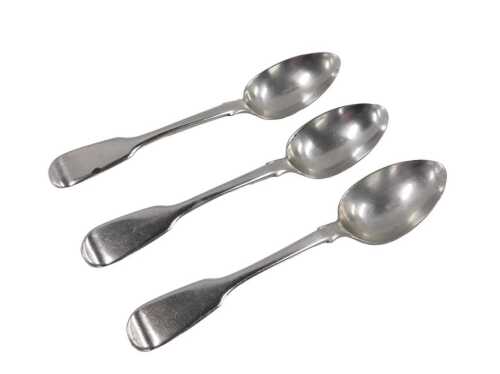 A set of three Victorian silver dessert spoons, Fiddle pattern, by Joseph & Albert Savory,...