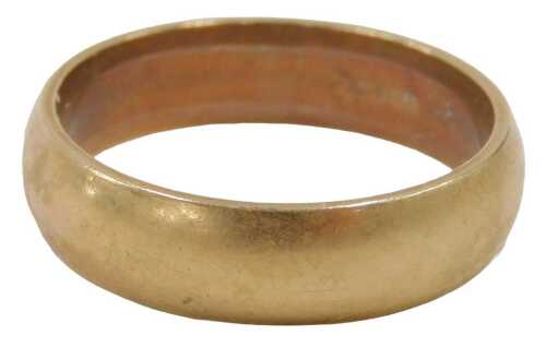 A 9ct gold wedding band, 5mm width, bearing import marks, ring size X&frac12;, 7.3g.