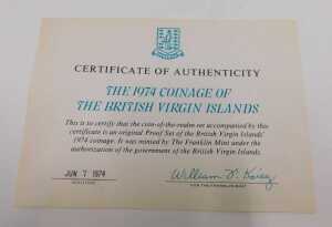 A British Virgin Islands proof coin set, 1974, in outer case, with paperwork and box. - 4