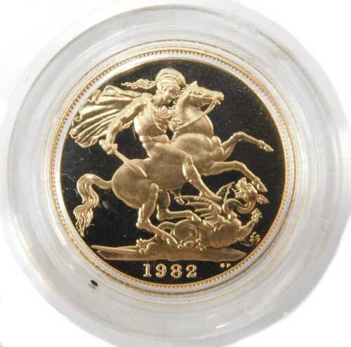 An Elizabeth II proof full gold sovereign, dated 1982.