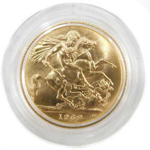 An Elizabeth II uncirculated full gold sovereign, dated 1968.