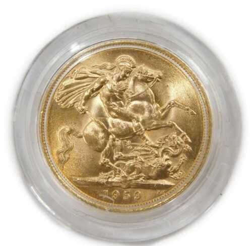An Elizabeth II uncirculated full gold sovereign, dated 1959.