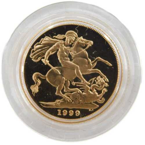 An Elizabeth II proof full gold sovereign, dated 1999.