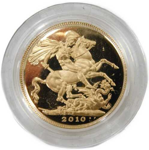 An Elizabeth II proof full gold sovereign, dated 2010.