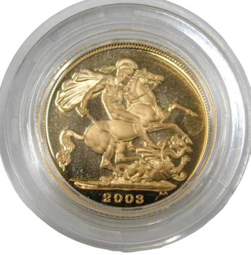 An Elizabeth II proof full gold sovereign, dated 2003.