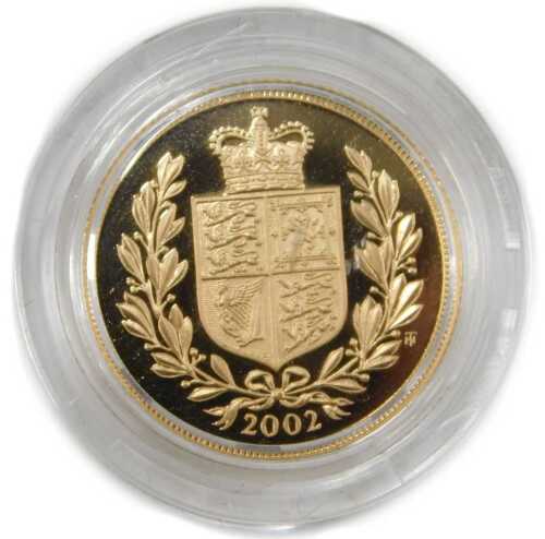 An Elizabeth II proof full gold sovereign, dated 2002.