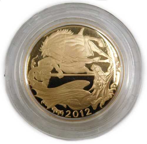 An Elizabeth II proof full gold sovereign, dated 2012.