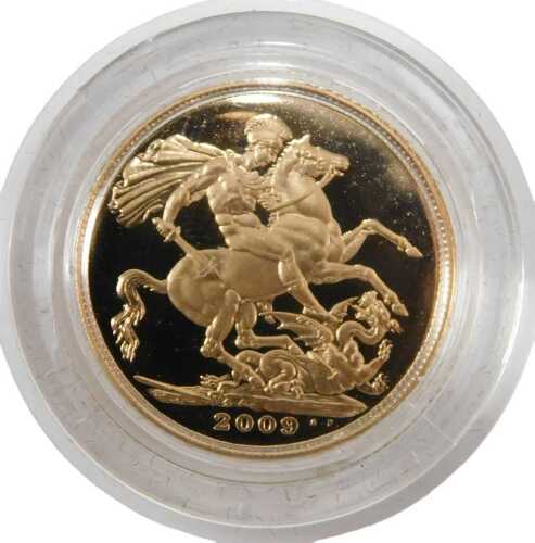 An Elizabeth II proof full gold sovereign, dated 2009.