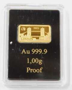 A proof Solomon Islands ten dollar ingot, the proof case marked AU999.9 1,00g proof, in outer... - 2