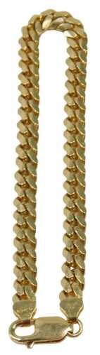 A curb link identity bracelet, yellow metal stamped 750 to clasp, 20cm long, 26.8g.