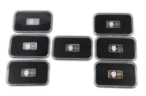 Various Queen Elizabeth II proof ingot coins, to include Bailwick of Jersey fifty pence, etc.,...