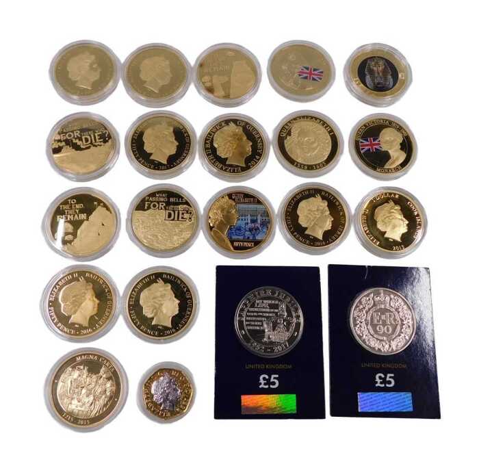 Various proof commemorative and other coins, What Passing Bells for These Who Die commemoratives...