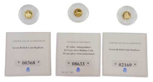 A 14ct gold Great British Gold Replicas proof coin Queen Victoria, and a further Fifty Years...