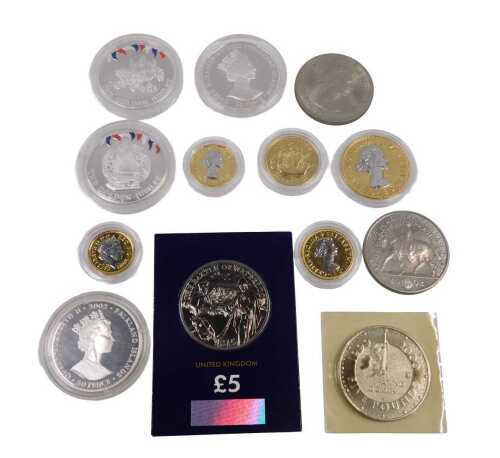 Various commemorative proof and other coins and medallions, to include 2002 Falkland Islands...