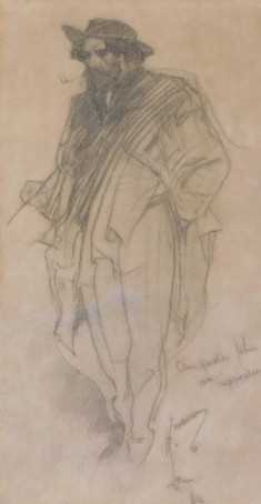 Manner of Augustus John. Augustus John - An Impression, pencil sketch, signed and titled, 32.5cm...