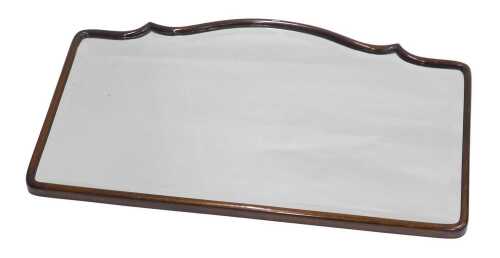 An early 20thC mahogany framed mirror, with shaped bevelled glass, 43cm x 71cm