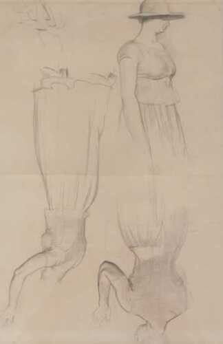 Augustus John (1878-1961). Figural studies, pencil drawing - double sided, 51cm x 33cm. NB. The...