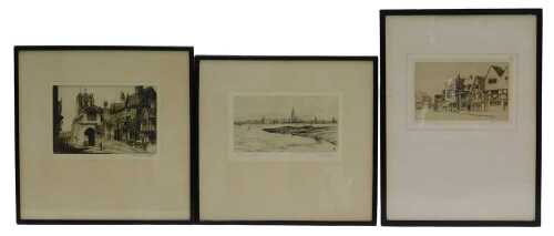 J Chalmers Clarke (FL1890). Westgate Warwick, etchings, signed, 17cm x 23cm, two further...