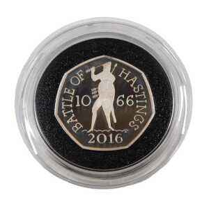 A Queen Elizabeth II silver 950th Anniversary of The Battle of Hastings 2016 fifty pence proof...