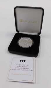 An Elizabeth II silver proof five pound coin, The Years of The Three Kings 80th Anniversary, in... - 3