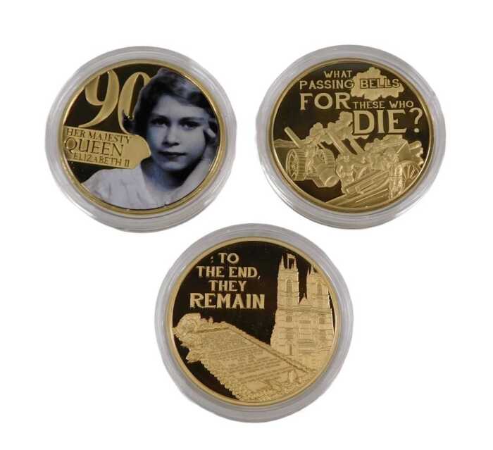 Three other gold plated commemorative coins. (3)