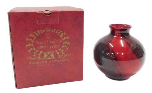 A Royal Doulton Flambe Archives Lantao vase, 17cm high, boxed.