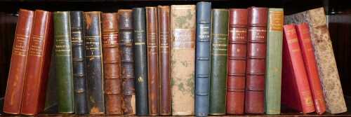 Various books, Fiction, novels, etc., mainly in French, leather bound titles, various bindings,...