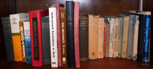 Various books, structural analysis, engineering, soil mechanics, etc., Design of Small Dams,...