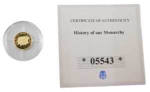 A Year of The Three Kings 14ct gold commemorative proof coin, showing George V, Edward VIII and...