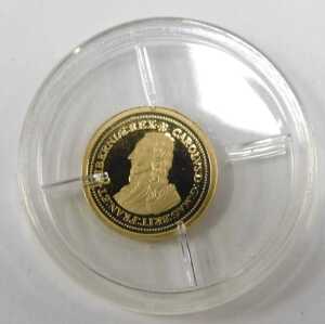 A 15ct gold Charles I Juxon medal replica, in proof style casing and outer coin case, with... - 2