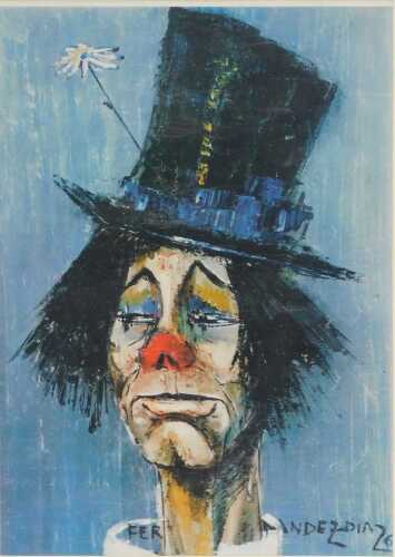 After Andezdia. Clown, print, 54cm x 38cm.