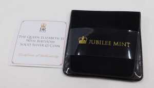 A Queen Elizabeth II 90th birthday silver proof one pound coin, in proof case and outer pouch,... - 3