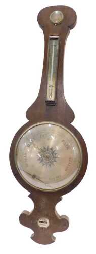 A 19thC oak cased four dial wide wheel barometer, with 31cm diameter dial surmounted by...