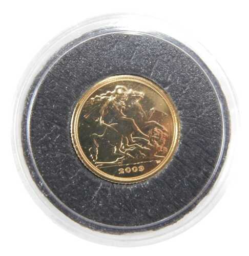 An Elizabeth II quarter sovereign, in proof case, 2009.