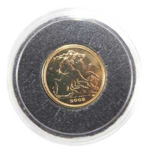 An Elizabeth II quarter sovereign, in proof case, 2009.