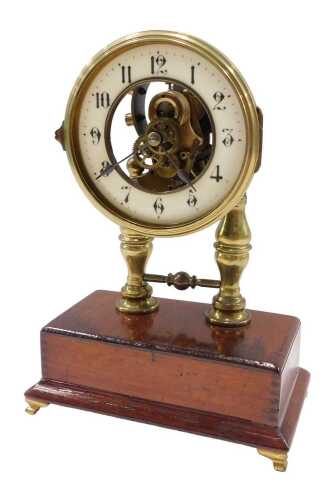 An early 20thC brass Eureka electromagnetic clock, patent number 14614-1905 number 4608, with...