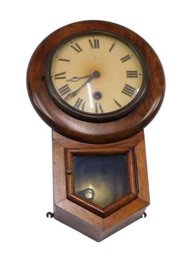 An early 20thC Hamburg American Company drop dial wall clock of small proportion, with 13cm...