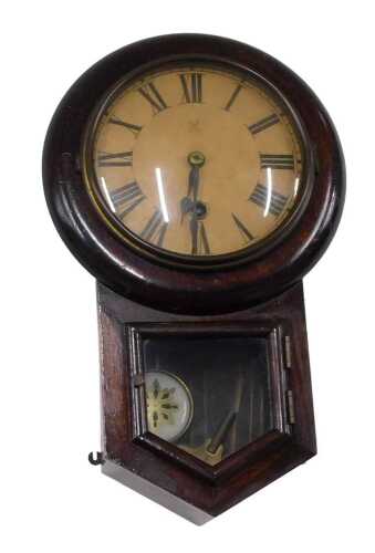 An early 20thC Hamburg American Company drop dial wall clock of small proportion, with 13cm...
